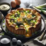 Pastel de hojaldre con puerros y setas